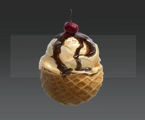 Material Studies: Ice Cream, Asia Gondek on ArtStation at https://www.artstation.com/artwork/ymx3Q Painting Studies, Material Studies, Ice Cream Games, Draw Reference, Paint Tutorial, Dessert Illustration, Ice Scream, Ice Cream Man, Digital Painting Techniques