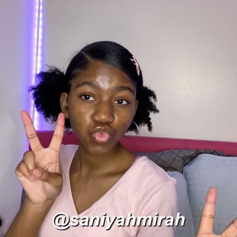 suh•nigh•yuh on Instagram: “two low puffs w swoop ✨ [ if you see this, follow @saniyahmirah💓 ] [ subscribe to my youtube channel for more in-depth tutorials! ] • • • •…” Two Puff With Swoop, Two Low Puffs With Swoop, Low Puff With Swoop, Low Puffs Natural Hair, Two Puffs With Swoop, Two Low Puffs Natural Hair, How To Do A Swoop, Puff With Swoop, Low Puff Natural Hair 4c