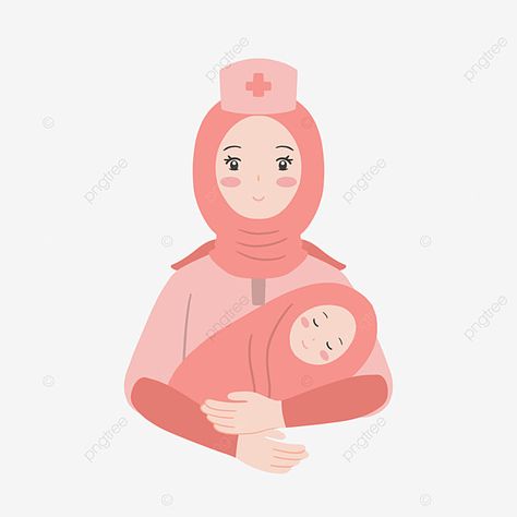 Midwife Illustration, Midwifery Logo, International Midwives Day, Midwives Day, Cartoon Doctor, Elephant Background, Holding A Baby, Spa Girl, Hijab Cartoon