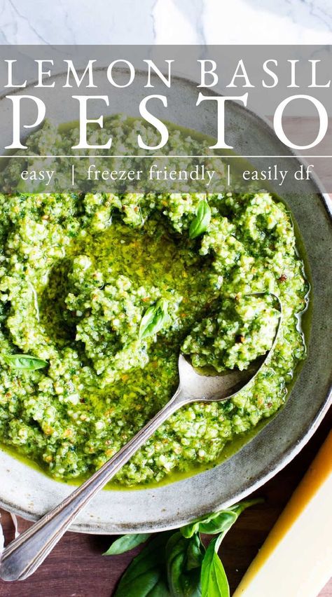 Fresh Pesto Recipe, Best Pesto Recipe, Easy Pesto Recipe, Fresh Basil Pesto Recipe, Lemon Pesto Pasta, Lemon Basil Pesto, Fresh Basil Recipes, Almond Pesto, Lemon Pesto