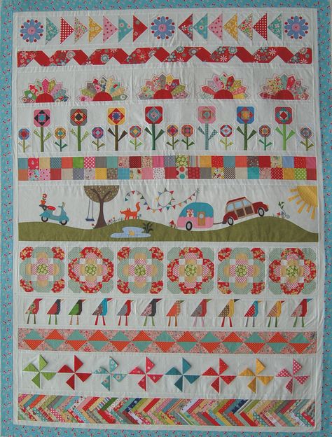 The Piper's Girls Row by Row Quilt (love the camper row) Row Quilts, Susan Smith, Row Quilt, Medallion Quilt, Sampler Quilts, Childrens Quilts, Cute Quilts, Row By Row, Quilt Baby