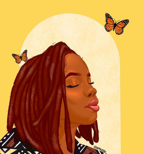 Locs Illustration, Locs Art, Black Women Locs, Women Locs, Brighter Days, Black Women Art, Black Is Beautiful, Black Art, Locs