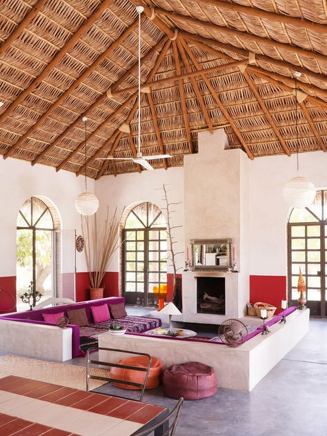 Hacienda los Olivos, Todos Santos, Mexico | vacation home rentals Bamboo House Design, Mud House, Mexico House, Indian Home Design, Kerala House Design, Bamboo House, Cob House, Hacienda Style, Tropical House