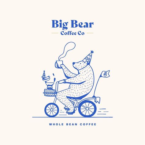 New typeface and illustration for start up coffee roasters, Big Bear. Hope you dig it! • • #rwinfindesignco #designer #illustrator #branding #smallstudio #bigideas #linework #brandidentity #typeface #logo #newbranding #startup #coffeeroasters Coffee Roasters Logo, Vintage Bear Illustration, Bandit Illustration, Illustrator Branding, Logo Reference, Typeface Logo, Bear Illustration, Illustration Logo, Bear Logo