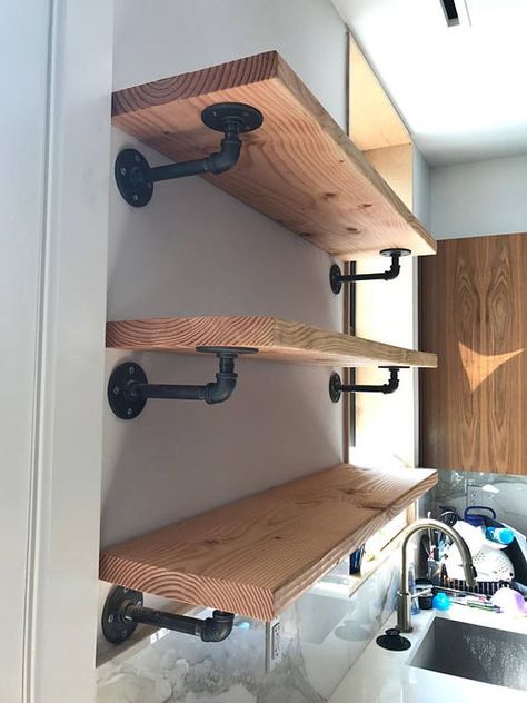 Black pipe shelving