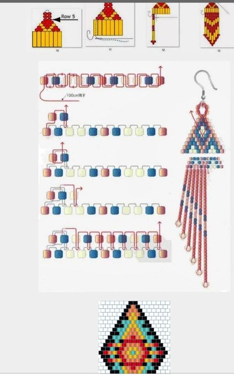 Beaded Dangle Earrings Tutorial, Beaded Brick Stitch Earrings, How To Make Beaded Earrings Tutorials, Bead Earrings Patterns, Beading For Beginners, Seed Bead Tutorials, Anting Manik, Stitch Earrings, Bead Tutorials