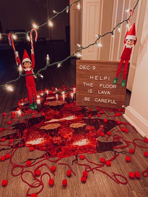 Elf On The Shelf Easy, Lava Floor, Napkin Folding Ideas, Thanksgiving Aesthetic, Funny Elf On The Shelf, Paper Napkin Folding, Floor Is Lava, Folding Ideas, Easy Elf