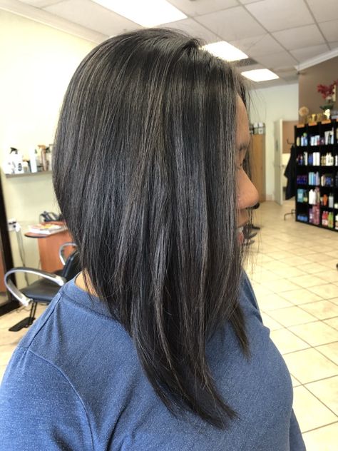 A Line Haircut With Layers, Long Concave Bob, Long Inverted Bob With Layers, Layered Inverted Bob, Concave Layers, Assymetrical Hair, Concave Bob, A Line Haircut, Inverted Long Bob