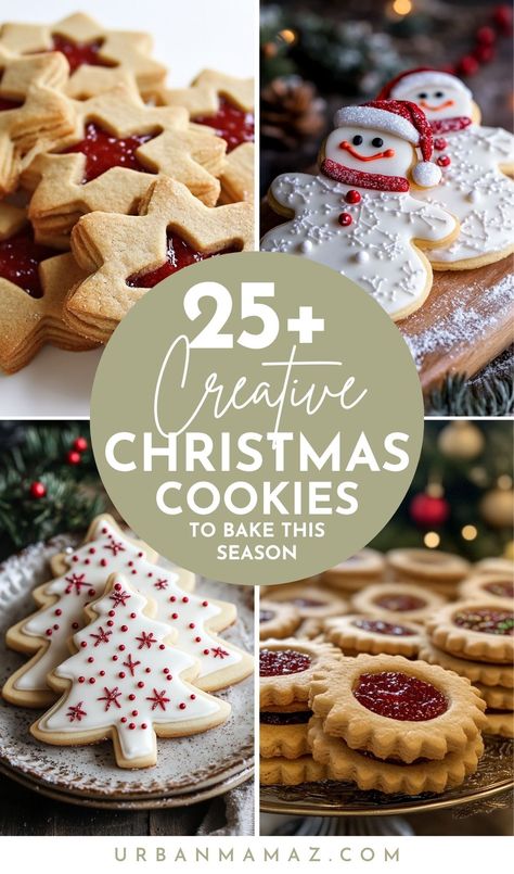 Looking for creative Christmas cookies to bake this season? Check out these 25+ best Christmas cookies for your holiday baking! Crumbl Cookie Christmas, Best Cookies Recipe, Christmas Crumbl Cookie, Fun Christmas Cookie Ideas, Christmas Cookies Recipes Holiday, Italian Meatball Cookies, Elegant Christmas Cookies, Almond Christmas Cookies, Creative Holiday Cookies