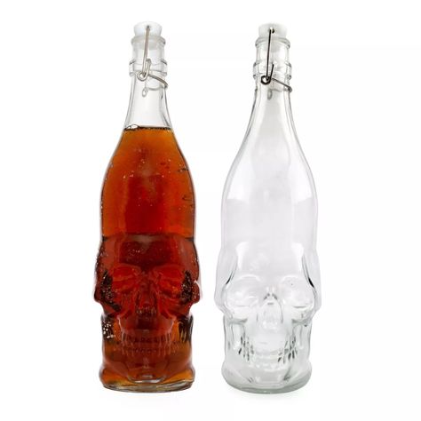 Cornucopia Brands Skull Shaped Liter Bottles; Empty Quart-size Bottles From Brewing And Bottling And Decor : Target Skull Decanter, Spooky Drinks, Skull Bottle, Potion Making, Tritan Water Bottle, Halloween Party Decoration, Whiskey Decanter Set, Bottle Images, Homemade Wine