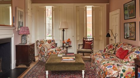 Ben Pentreath, Orange Curtains, Tongue And Groove Panelling, Cottage Living Room, Urban Cottage, Georgian House, Mews House, Mcm House, Old Fireplace