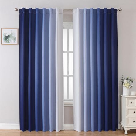 Blue And White Room, Back Tab Curtains, Modern Drape, Ombre Curtains, Drapes For Bedroom, Tab Curtains, Blackout Drapes, Thermal Curtains, Darkening Curtains