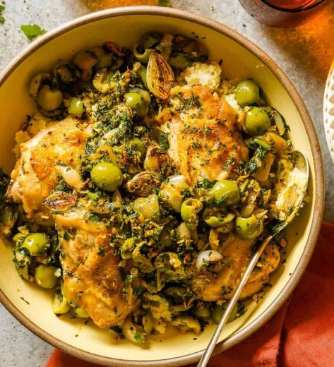 Martini Chicken — Zestful Kitchen Spanish Chicken Recipes, Castelvetrano Olives, Chimichurri Chicken, Vinegar Chicken, Spanish Chicken, Chicken Dish, Nyt Cooking, Favorite Chicken, Boneless Chicken Thighs