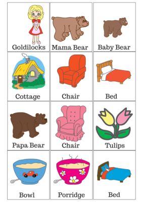 Goldilocks and the Three Bears Free Printable Matching Game Check out our Preschool themed Goldilocks and the Three Bears pack for more Goldilocks goodness! This is a free printable matching game t… Goldilocks And The Three Bears Free Printables, Bear Activities Preschool, Preschool Bears, Three Bears Activities, Fairy Tales Preschool Activities, Printable Matching Game, Fairytale Lessons, Bears Preschool, Fairy Tales Preschool