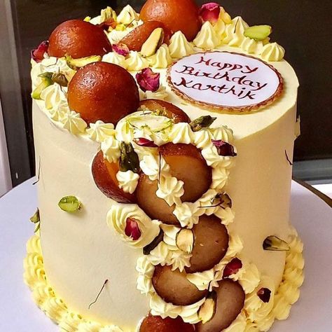 Gulab Jamun Cake Decoration, Rajnigandha Cake Design, Gulab Jamun Cake Design, Special Cake For Husband Birthday, Ras Malai Cake Designs, Rasmalai Cake Designs, Diwali Cake, Gulab Jamun Cake, Best Birthday Cake Designs