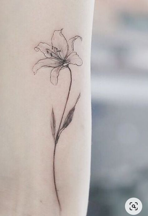 Star Lilly Tattoo, Lilium Flower Tattoo, Giglio Tattoo, Tattoo Lilly, Fine Line Lily Tattoo, Lily Tattoos For Women, Tiger Lily Tattoo, Ice Tattoo, Between Breast Tattoo