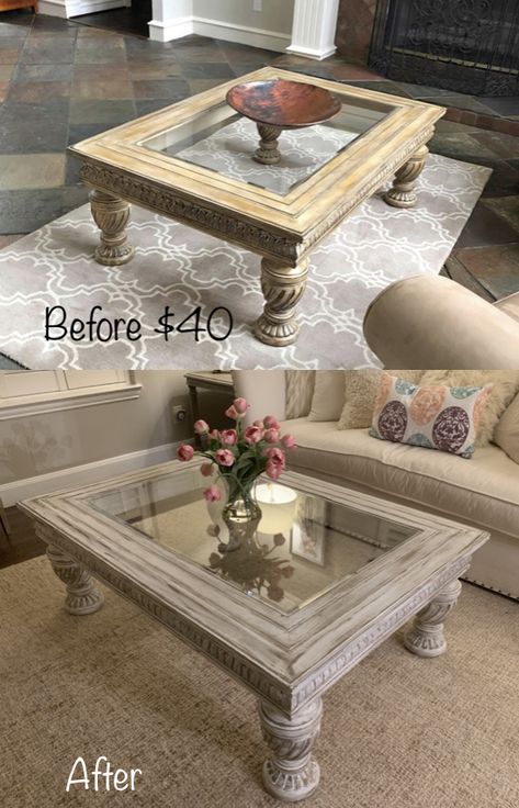 Coffee Table Makeover in a Farmhouse white Rustic with chalk paint. Farmhouse Coffee Table Makeover, Coffee Table Makeover, Farmhouse Coffee Table, Farmhouse White, Patio Couch, Furniture Cleaner, Diy Couch, Paint Diy, Coffee Table Farmhouse