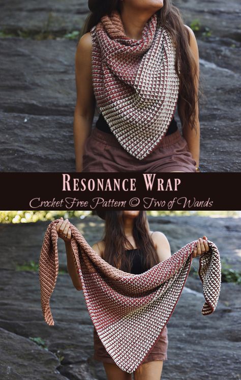 Resonance Wrap Crochet Free Pattern - Crochet & Knitting Waffle Shawl Crochet Pattern, Caron Knitting Patterns Free, Knitted Wraps Free Patterns, Ravelry Crochet Free Patterns, Crochet Stoles, Crochet Wrap Pattern Free, Free Scarf Crochet Pattern, Crochet Shoulder Wrap, Easy Crochet Wrap