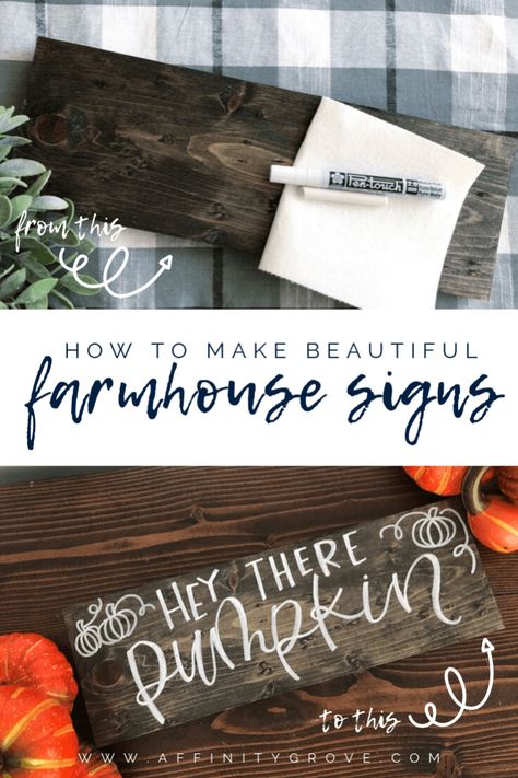 DIY Tutorial on how to make beautiful farmhouse signs by painting onto wood! Tips, tricks and supplies I love to use to create signs! How to make easy calligraphy signs that are cheap and simple to create! #woodsign #signs #homedecorsign Easy Calligraphy, Calligraphy Signs, Signs Diy, Beautiful Farmhouse, Diy Wood Signs, Decor Signs, Diy Farmhouse Decor, Create Diy, Home Decor Signs