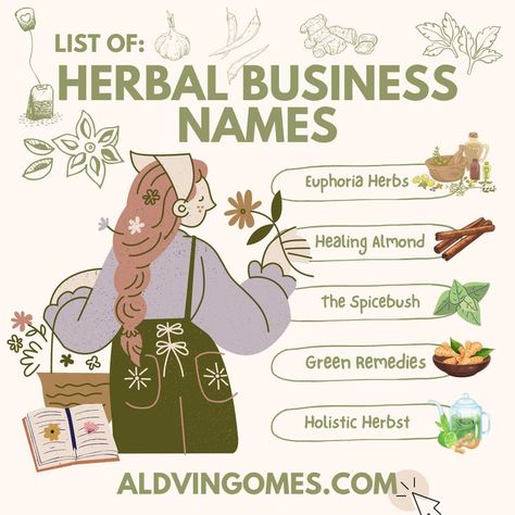 Herbal Business Names, Herbal Business Name Ideas, Herbal Life Business Names Herbal Business, Names For Companies, Herb Logo, Herbal Logo, Business Name Ideas, Social Media Marketing Planner, Starting A Company, Names Ideas, All Names