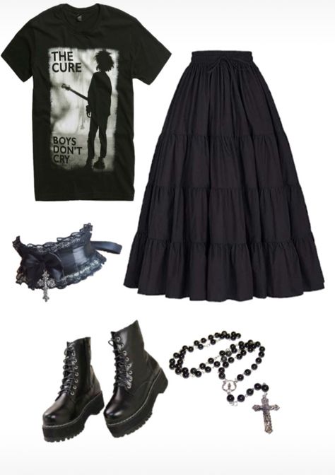 gothic. goth. the cure. Minimalist Goth Aesthetic, Goth Outfit Board, Boho Goth Outfits, Lazy Goth Outfits, Simple Goth Outfits, Metalcore Outfit, Comfy Goth Outfits, Trad Goth Outfit, Goth Outfits Winter