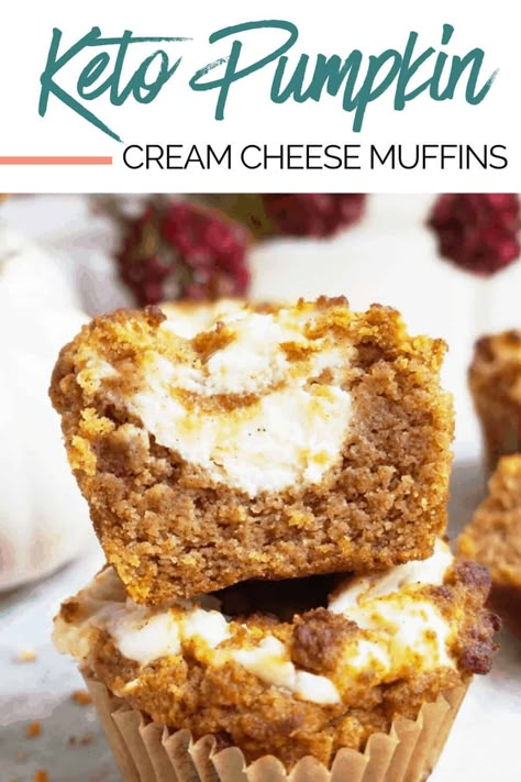 Pumpkin Muffins With Cream Cheese, Keto Pumpkin Muffins, Muffins With Cream Cheese, Clean Keto, Pumpkin Cream Cheese Muffins, Desserts Keto, Pumpkin Cream Cheese, Postre Keto, Keto Cream