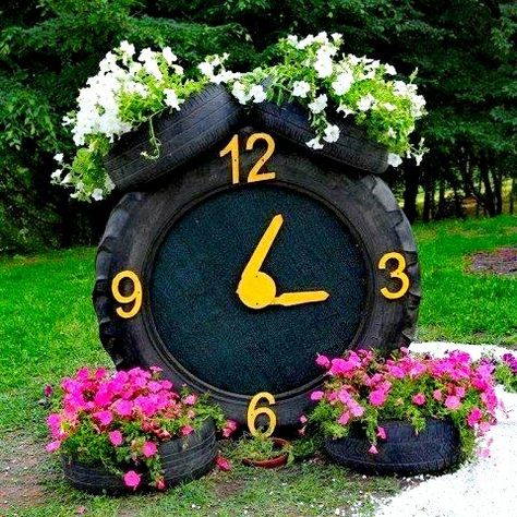 Tire Craft, Tire Garden, Tire Planters, Tire Art, Gardening Techniques, Old Tires, Diy Garden Projects, Easy Garden, Flower Planters