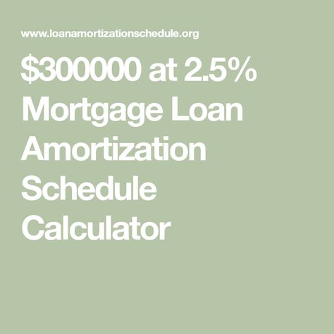 $300000 at 2.5% Mortgage Loan Amortization Schedule Calculator Amortization Schedule, Mortgage Loan, Math Formulas, Interest Rate, Mortgage Calculator, Down Payment, Mortgage Payment, Mortgage Loans, Calculator