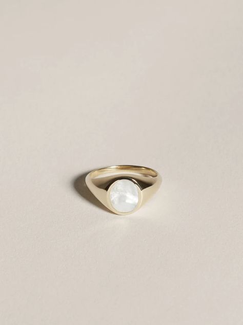 Oval Inlay Signet (Mother of Pearl) | J.Hannah Jewelry J Hannah, Fine Jewelry Collection, 로고 디자인, Silver Pearls, Signet Ring, Future Wedding, Pearl Jewelry, Jewelry Inspiration, Mother Of Pearl