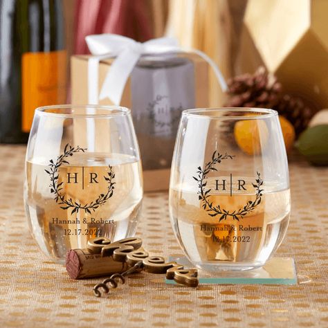 Wine Wedding Favors For Guests, Mimosa Glasses Personalized, Wedding Favors Glasses, His And Her Wine Glasses, Wine Glass Favors Wedding, Bridal Shower Wine Glass Favors, Wedding Glasses For Guests, Wine Glass Party Favors, Engagement Wine Glasses