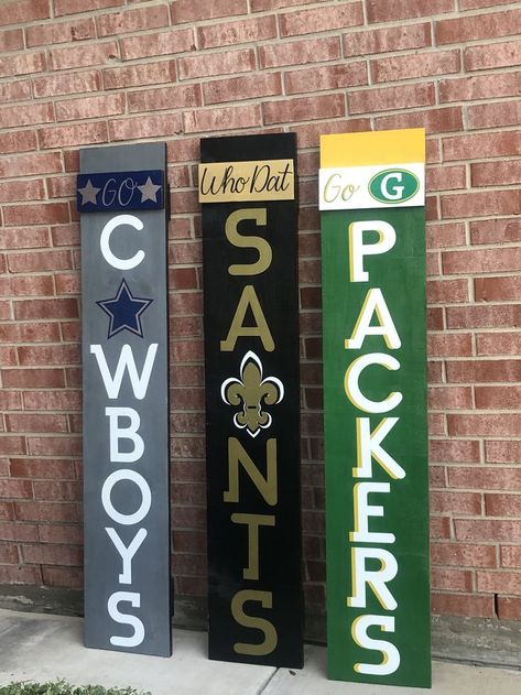 Rectangle Door Signs Diy, Nfl Welcome Sign Front Door, Dallas Cowboys Porch Sign, Sports Porch Signs, Wooden Welcome Signs Front Porches Diy, Welcome Sign Front Door Diy, Porch Signs Diy, Wooden Diy Projects, Wooden Diy Crafts