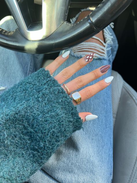 Square Checkered Nails, Checker Print Nails, Fall Checkered Nails, Girly Fall Nails, Plaid Nails Fall, Western Fall Nails, Cowboy Nails, Checkered Nails, Western Nails