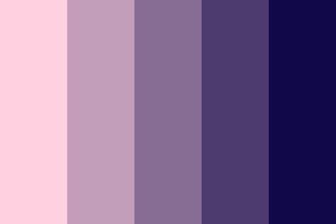 Mysterious person color palette created by eecada that consists #ffd0e0,#c39eba,#876c94,#4c3a6e,#100848 colors. Ibis Paint Color Palette Purple, One Color Palette, Random Palette Color, Color Pattles, Pastel Goth Color Palette, Color Skeem, Mysterious Color Palette, Cute Colour Palette, Colour Palette Purple