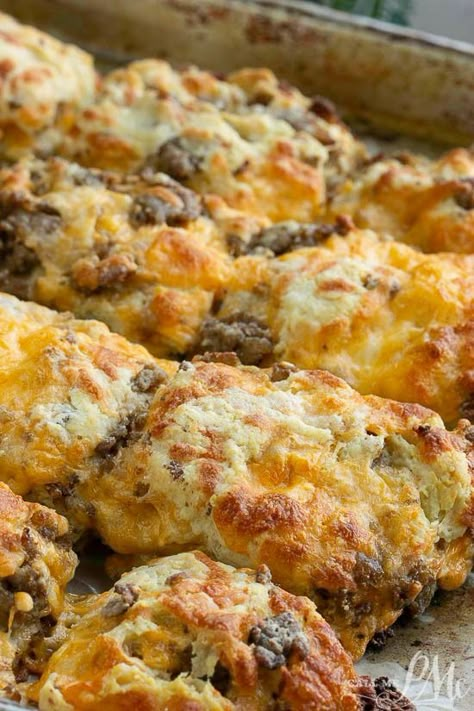 Homemade Sausage Cheddar Biscuits, this portable breakfast has the sausage and cheese baked right in. #biscuits #cheese #sausage #breakfast #recipes Sausage Cheddar Biscuits, Portable Breakfast, Cheese Baked, Cheddar Biscuits, Cheese Burger, Homemade Sausage, Breakfast Recipes Casserole, Breakfast Items, Breakfast Breads