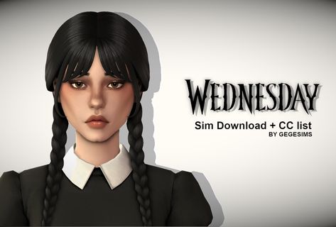 Sims 4 Cc Wednesday Addams Hair, Sims 4 Cc Wensday, Sims 4 Wednesday Addams Cc, Sims 4 Wednesday, Cc Patreon, Sims 4 Game Mods, Adams Family, The Sims 4 Download, Best Sims