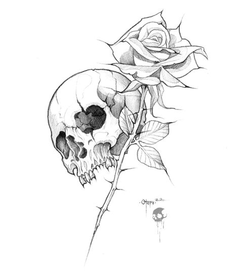 Rose Skull Tattoo Design, Skull And Rose Drawing, Rose Skull Tattoo, Cholo Tattoo, Arm Tattoos Drawing, Ma Tattoo, Skull Rose Tattoos, Skull Art Tattoo, Line Tattoo Ideas