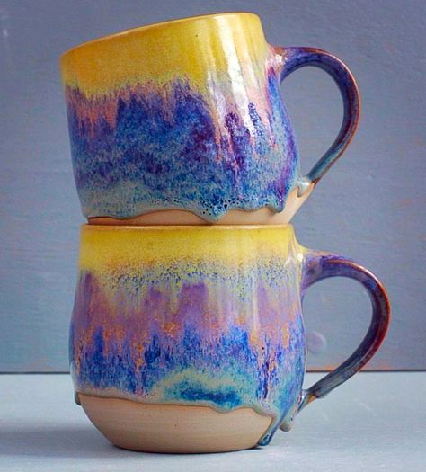 Ceramic Glaze Designs, Pottery Glaze Ideas Color Combos, Glaze Designs, Spectrum Glazes, Colorful Pottery, Mug Display, A Night At The Opera, Pottery Painting Designs, Ceramic Artwork