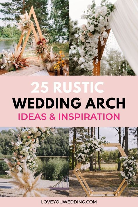 Hexagon Wedding Arch Flowers, Rustic Wedding Arch Ideas, Outdoor Wedding Alter, Country Wedding Arches, Diy Arches, Wedding Arbor Ideas, Burlap Wedding Arch, Rustic Wedding Arch, Rustic Wedding Ceremony Decor