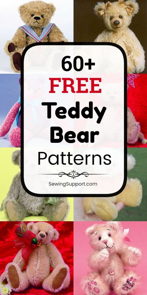 Free Teddy Bear Patterns, Teddy Bear Patterns, Teddy Bear Patterns Free, Diy Teddy Bear, Memory Bears Pattern, Bear Patterns Free, Teddy Bear Sewing Pattern, Bear Patterns, Crochet Teddy Bear Pattern