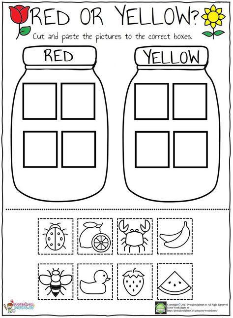 Color Red Activities, Color Worksheets For Preschool, Kids Worksheet, Kindergarten Colors, Coloring Worksheet, Homeschool Preschool Activities, Science Experiments For Preschoolers, Cut And Paste Worksheets, Toddler Homeschool