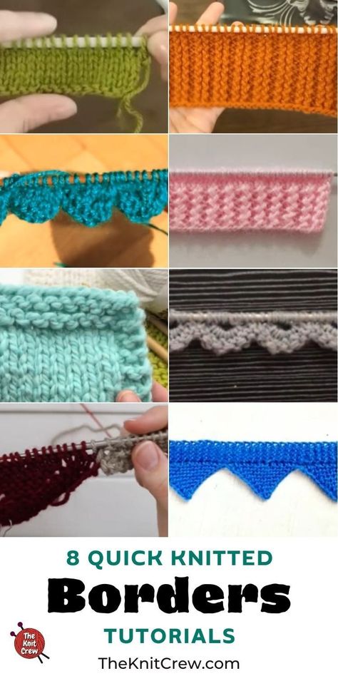 Border For Knitted Blanket, Free Knitting Border Patterns, Knitting Borders And Edges For Blankets, Knitted Blanket Edges Ideas, Edge Knitting Pattern, How To Knit Picot Edging, Knit Edging Patterns, How To Knit A Border Around A Blanket, Edging For Knitted Blanket