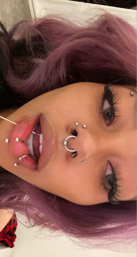 Emo Ear Piercings, Grunge Piercings, Cheek Piercing, Cheek Piercings, Piercing Chart, Lip Piercings, No Boys Allowed, Lip Piercing, Body Modifications