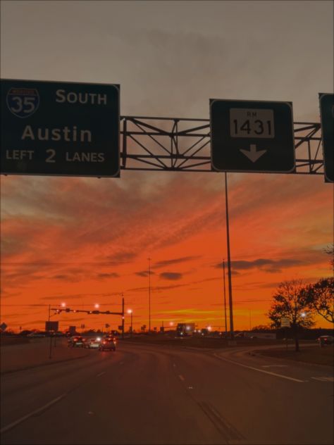 Sunset driving aesthetic texas austin Texas atx sunsets golden hour Welcome To Texas Sign Aesthetic, South Texas Aesthetic, Austin Texas Aesthetic Night, Living In Texas Aesthetic, Austin Core Aesthetic, Texas Hill Country Aesthetic, Small Town Texas Aesthetic, Texas Life Aesthetic, Downtown Austin Texas Aesthetic