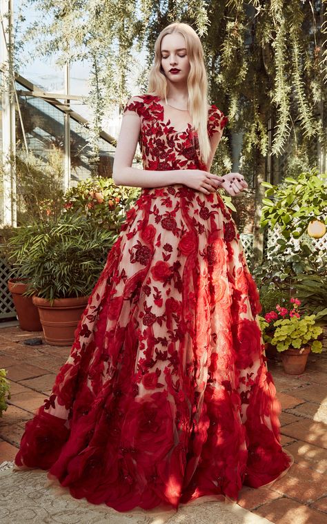 Marchesa, Dress Ideas, Pre Fall, Floral, Red, White