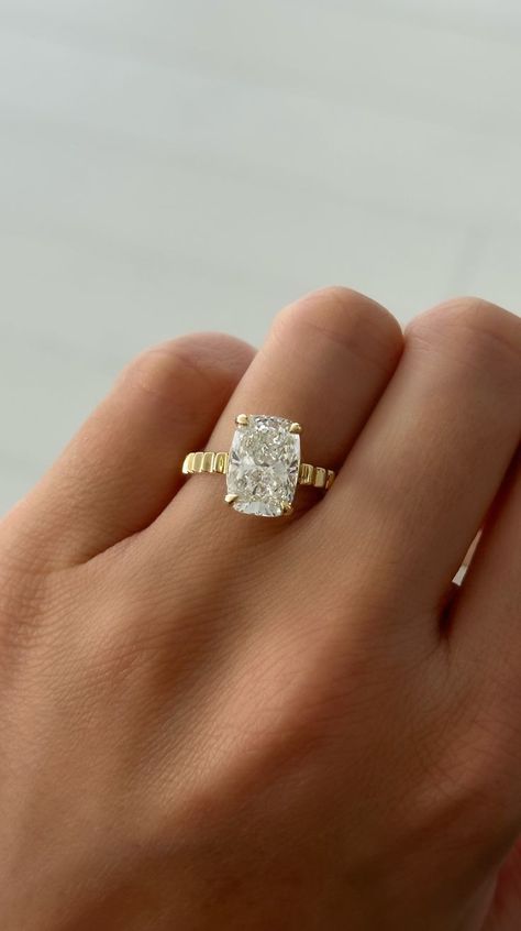 This ring showcases a stunning elongated cushion-cut diamond, balancing modern sophistication with classic charm. As a custom order, you have the opportunity to personalize every detail to reflect your unique love story. Contact us today to discuss your vision and create the perfect piece that captures every sparkle and detail. #engagementring #weddings #proposal #customring Elongated Cushion Cut Ring, Elongated Cushion Cut Engagement Ring, Elongated Cushion Cut, Cute Engagement Rings, Elongated Cushion, Cushion Engagement Ring, Cushion Cut Engagement Ring, Cushion Cut Ring, Cushion Ring