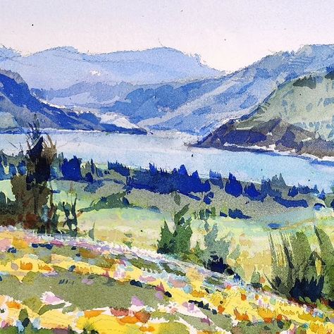 Yong Hong Zhong on Instagram: "The wild flowers are incredible here at the Columbia River Gorge.  This is my second piece for the Pacific Northwest Plein Air Painting Event.  @maryhillmuseum @gorgefriends #pnwpleinair2024 #columbiarivergorge #pleinairartist #pleinairpainter #pleinairmag #watercolourpainting #pdxartist #wildflowers #spring #yhzhong" Air Painting, Columbia River Gorge, Columbia River, Plein Air Paintings, The Pacific Northwest, The Pacific, Pacific Northwest, North West, Watercolour Painting