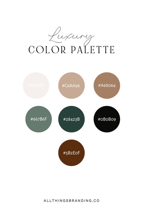 Neutral Luxury Brand Color Palette & Color Scheme Inspiration | Branding Inspiration Masculine And Feminine Color Palette, Earthy Modern Color Palette, Modern Branding Color Palette Neutral, Luxury Green Palette, Classy Color Palette Branding, Moody Brand Color Palette, Quiet Luxury Color Palette, Modern Luxury Color Palette, Luxury Branding Colors