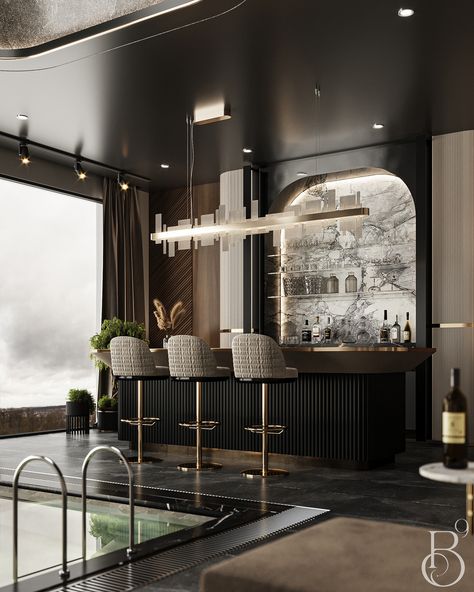 Luxury Bar Design, Modern Home Bar Designs, Bar Counter Design, Modern Home Bar, Home Bar Design, Luxury Bar, Home Bar Designs, Counter Design, Luxury Kitchen Design