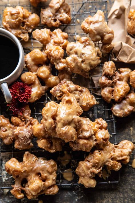 Cinnamon Spiced Apple Fritters with Vanilla Coffee Glaze | halfbakedharvest.com Half Baked Harvest Recipes, Honeycrisp Apples, Harvest Recipes, Fall Breakfast, Half Baked, Apple Fritters, Half Baked Harvest, Vanilla Coffee, Cinnamon Spice