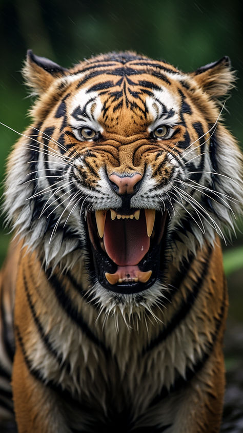 Discover the captivating allure and untamed beauty of tigers, representing nature's exquisite grace and power. Tiger Fierce, Tiger Habitat, Tiger Photography, Angry Tiger, Big Cats Photography, Fierce Tiger, Tiger Artwork, Tiger Wallpaper, Cat Anatomy